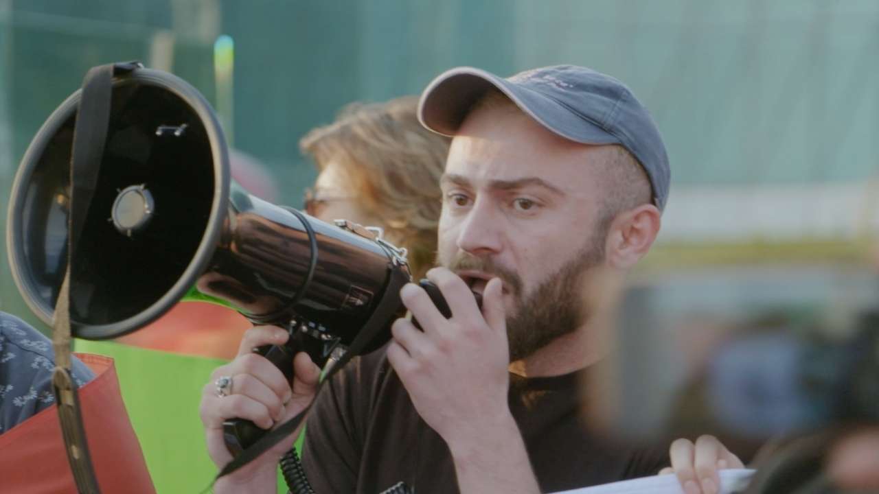 man with a megaphone
